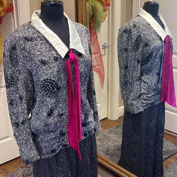 VINTAGE LOUIS FERAUD DRESS BOUGHT AT PENNY PALMER SIZE 10. Black / Cream - Picture 9 of 15